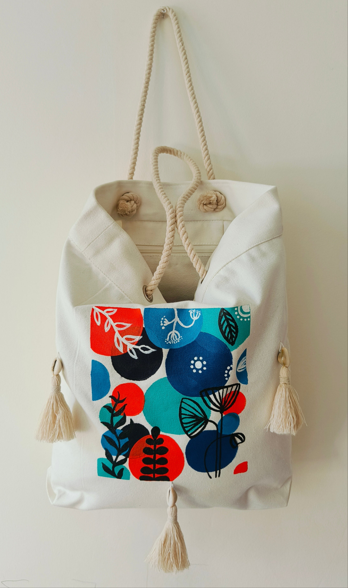 Boho Charm Open Cotton Canvas Tote Bag