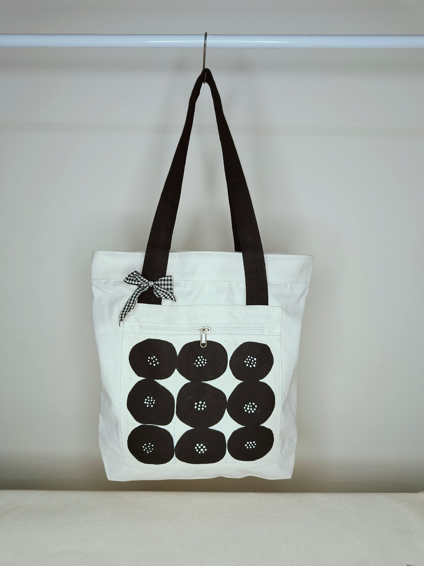 Minimalist Floral Grid Tote Bag |