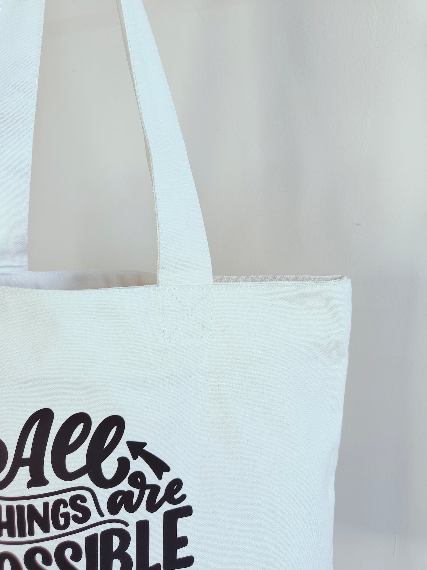 Motivational Quote White Canvas Tote Bag|