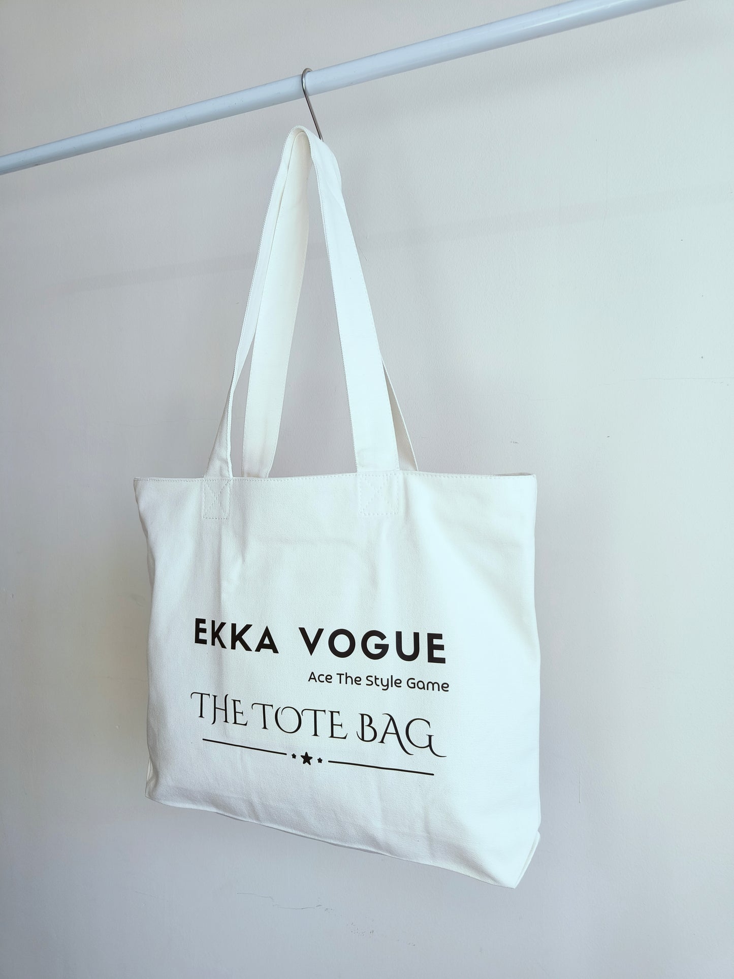 EKKA VOGUE - White Canvas Tote Bag|