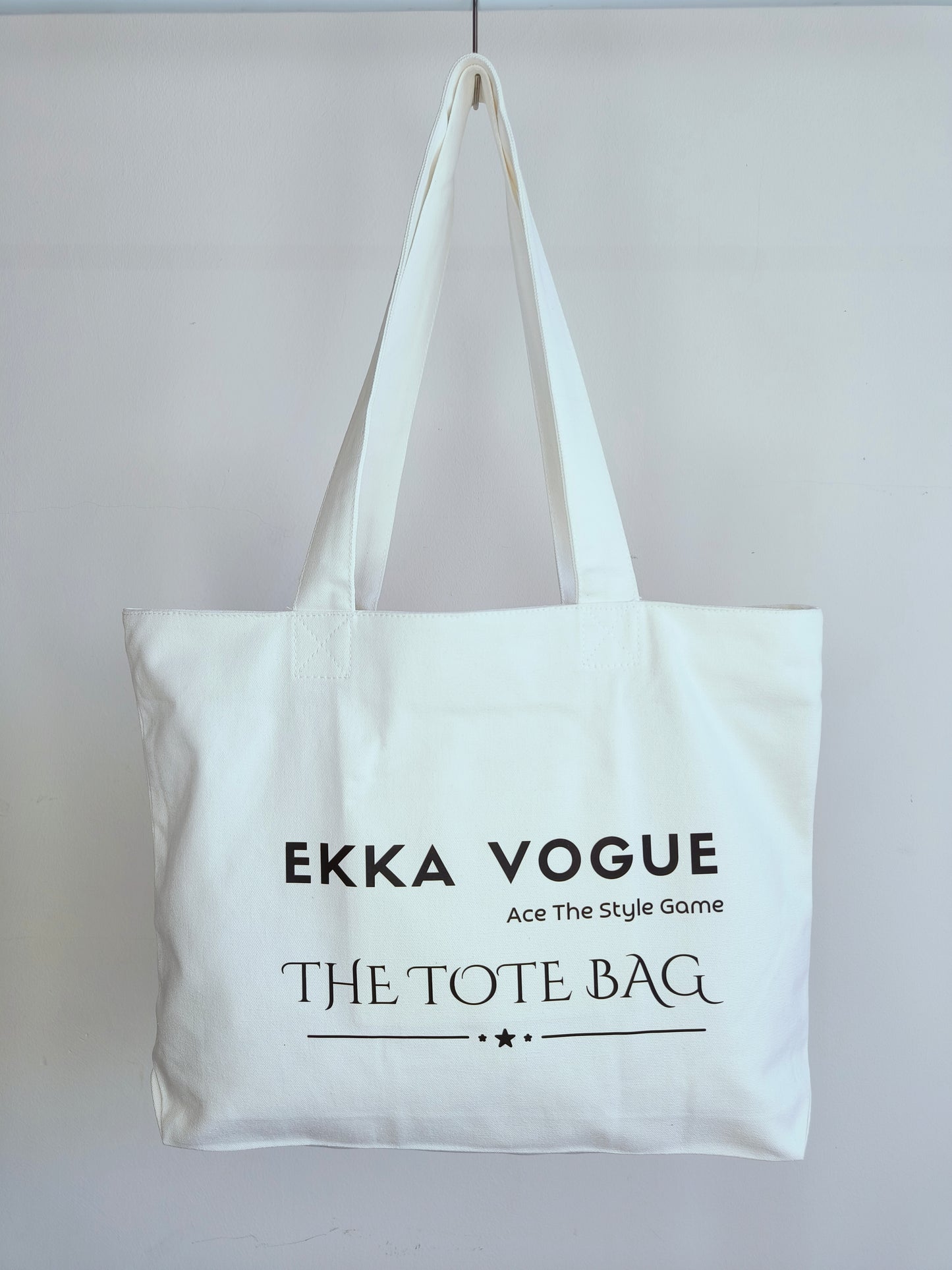 EKKA VOGUE - White Canvas Tote Bag|