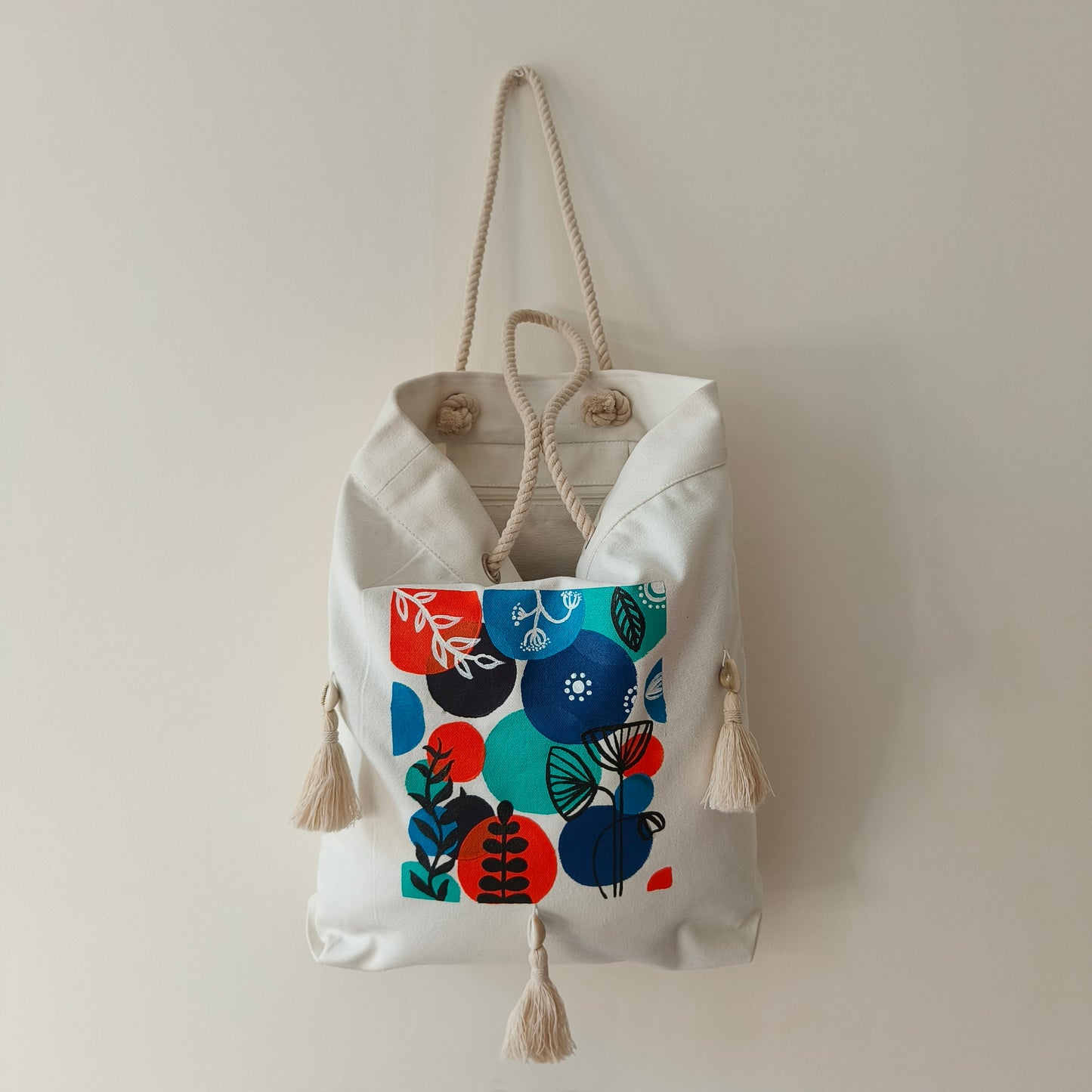 Boho Charm Open Cotton Canvas Tote Bag