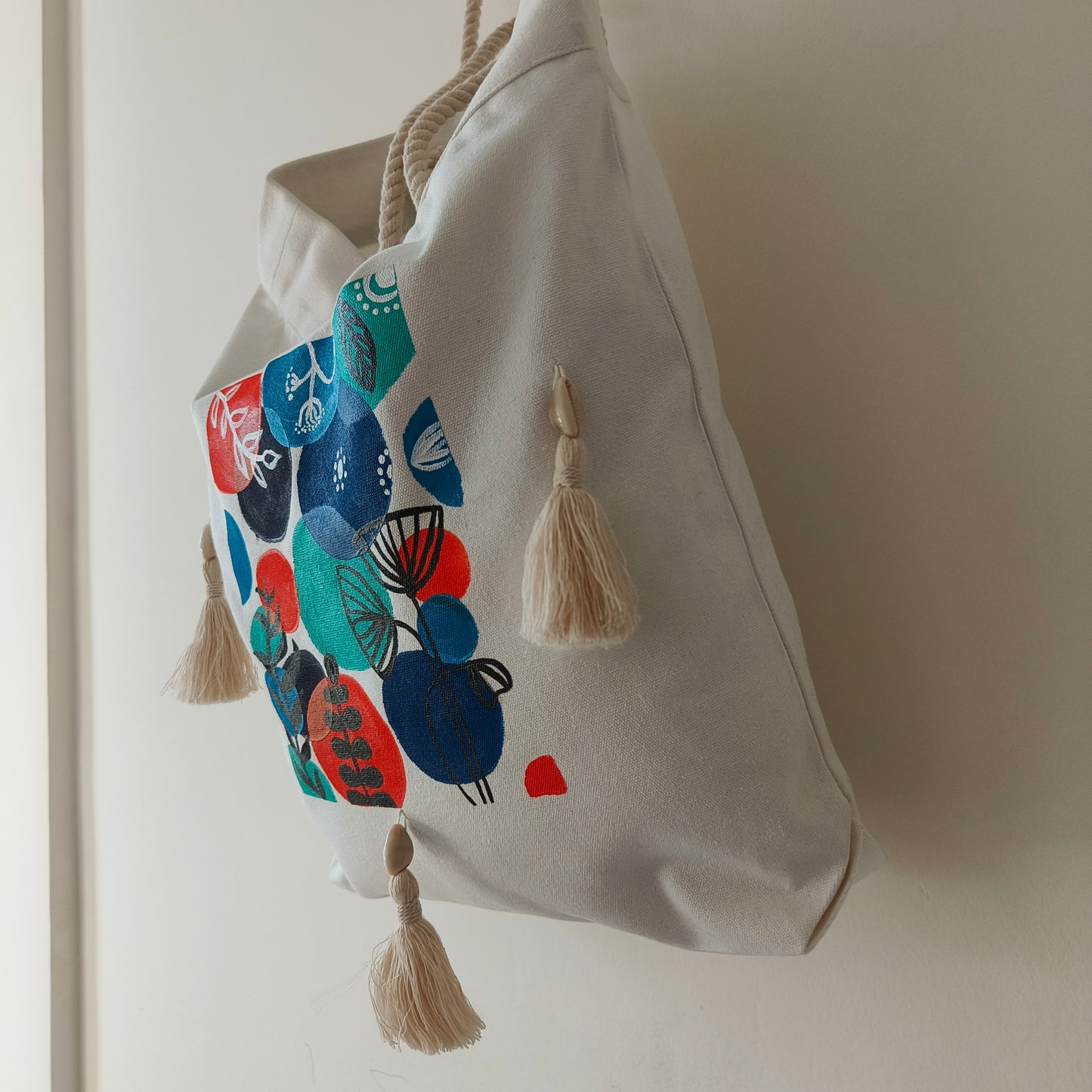 Boho Charm Open Cotton Canvas Tote Bag
