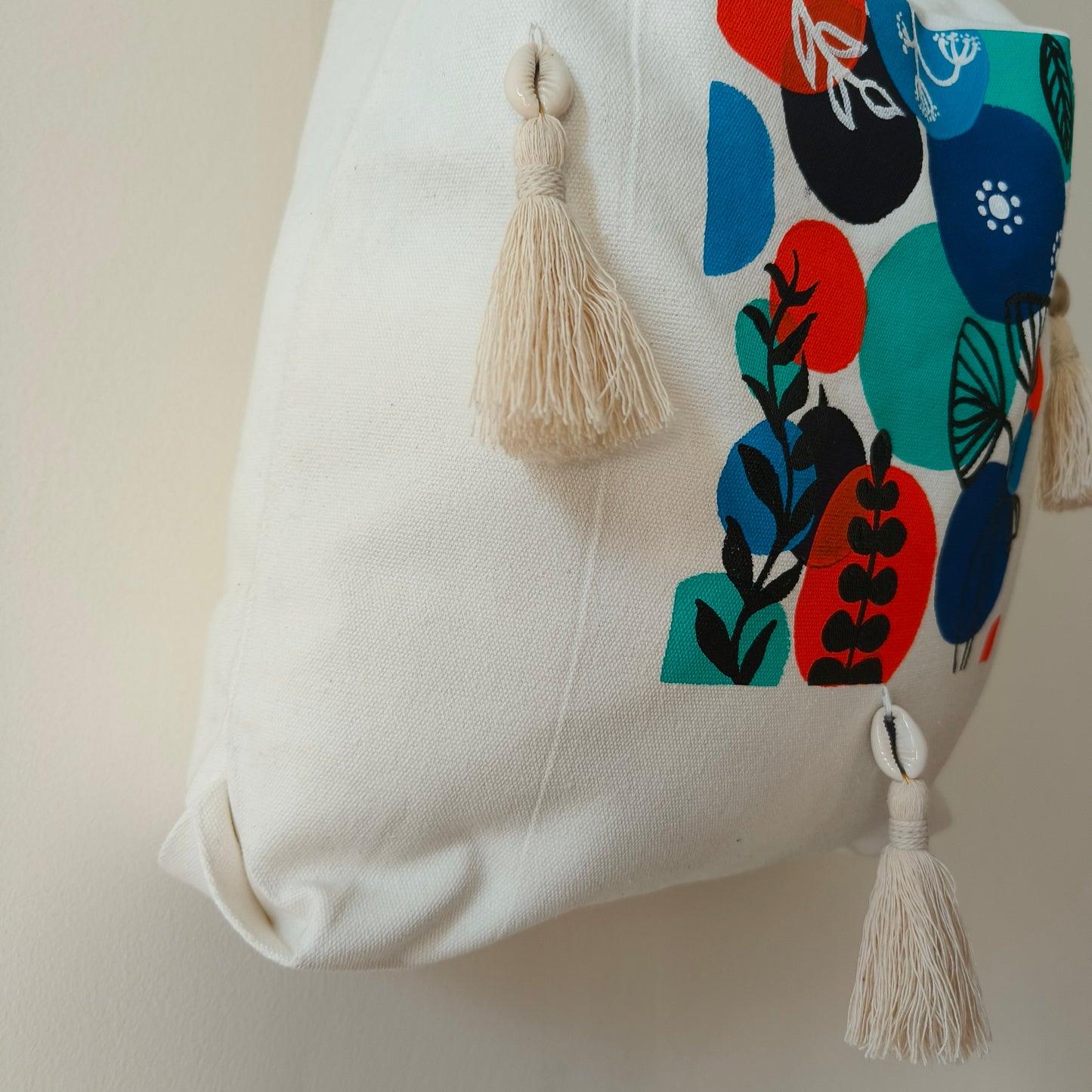 Boho Charm Open Cotton Canvas Tote Bag