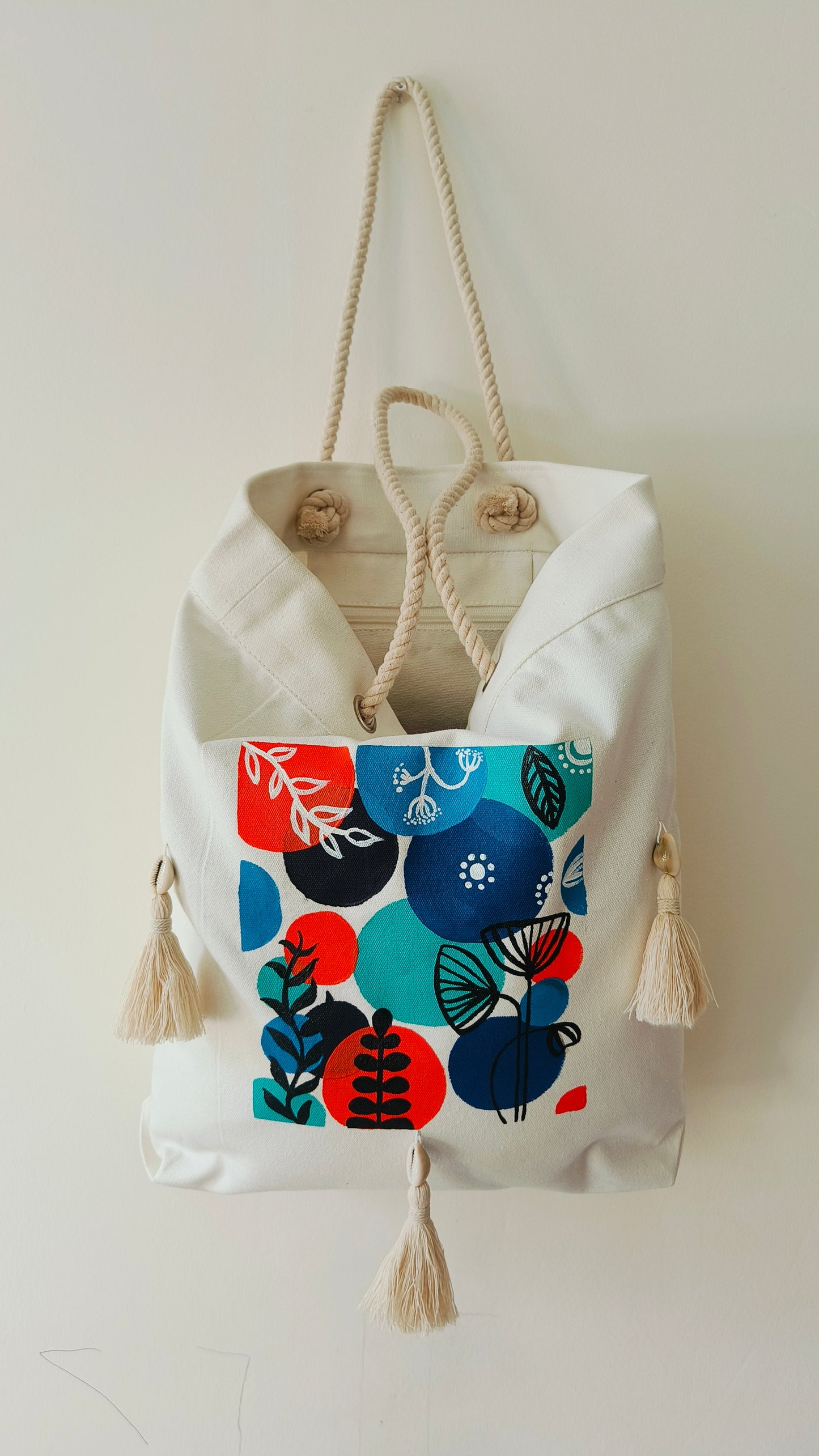Boho Charm Open Cotton Canvas Tote Bag