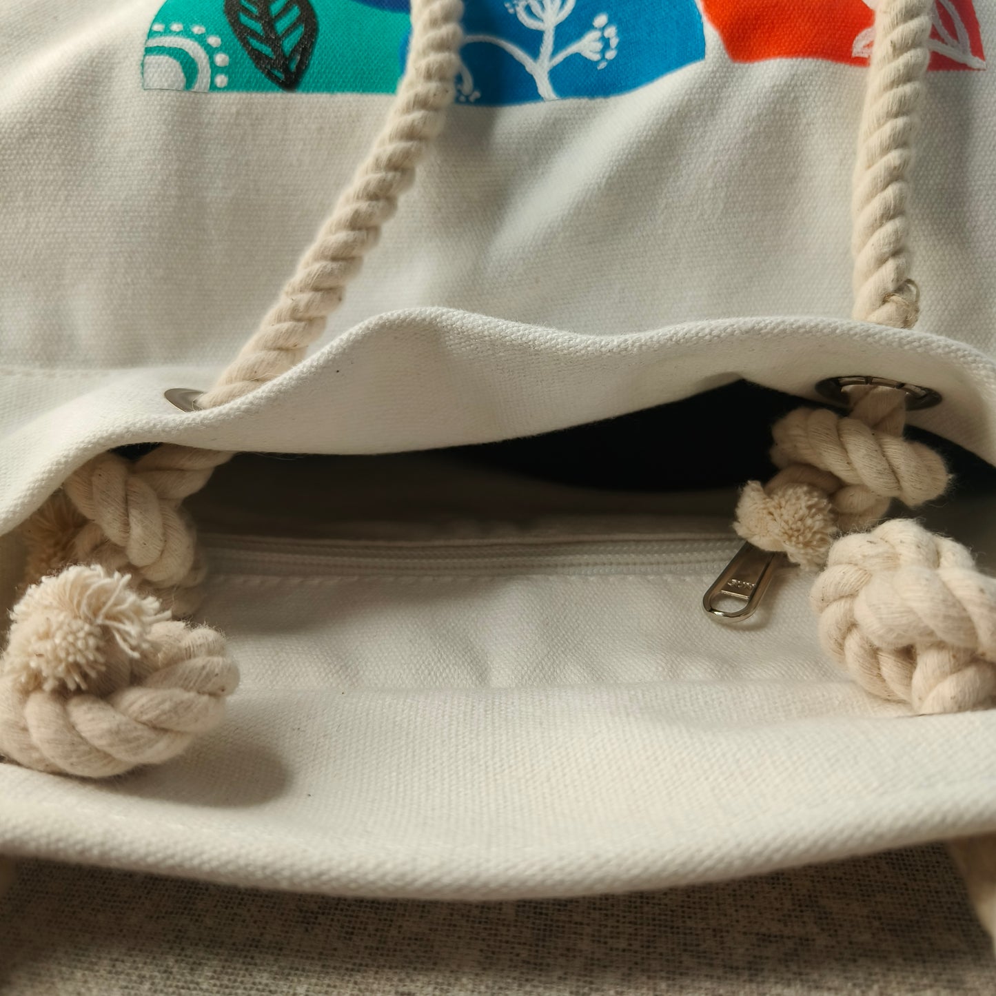 Boho Charm Open Cotton Canvas Tote Bag