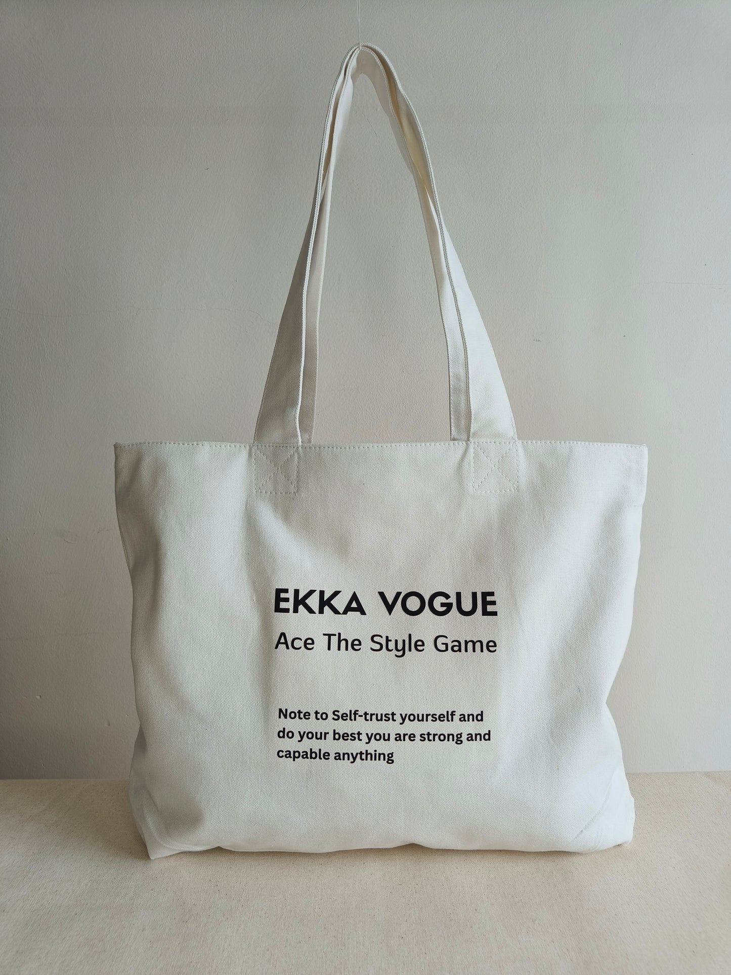 EKKA VOGUE White Canvas Tote Bag