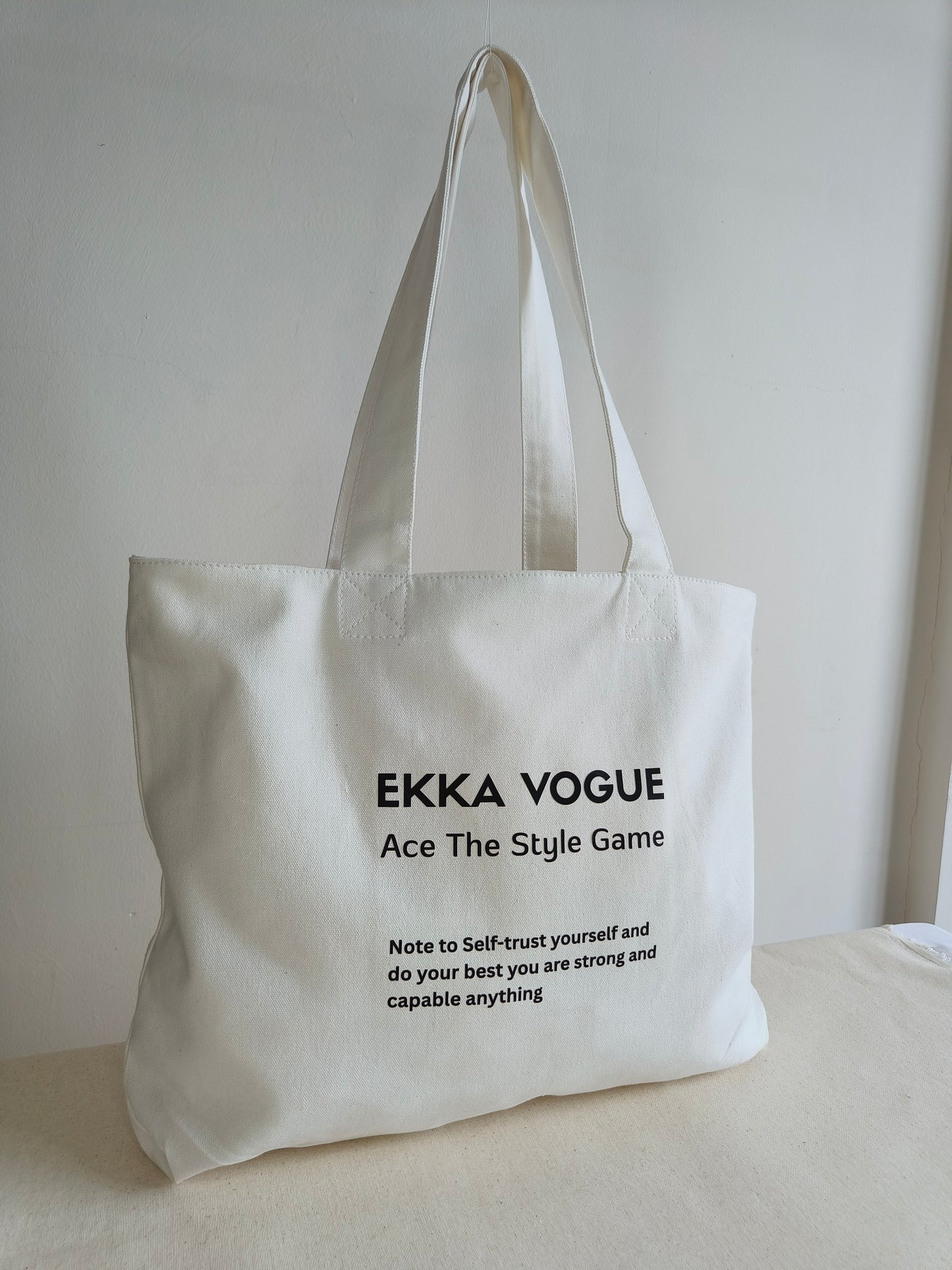 EKKA VOGUE White Canvas Tote Bag