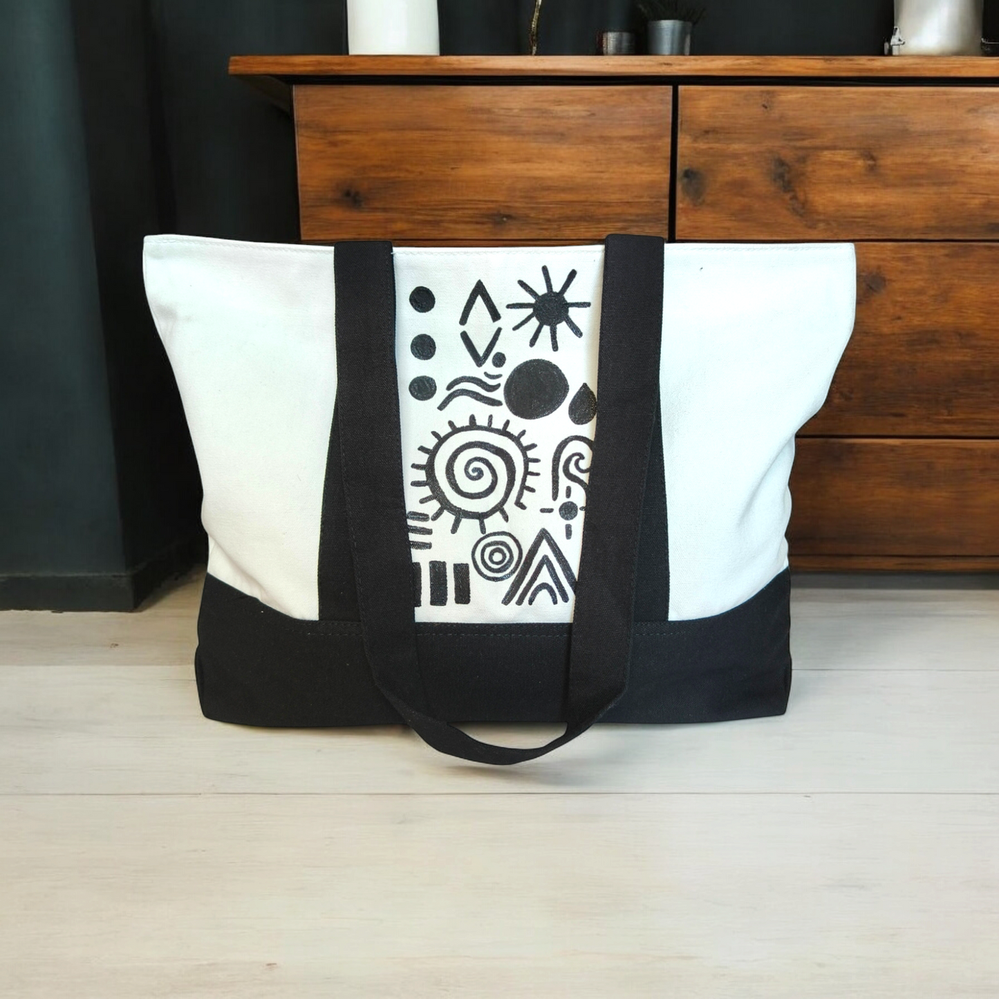 Black & White Boat Tote Bag