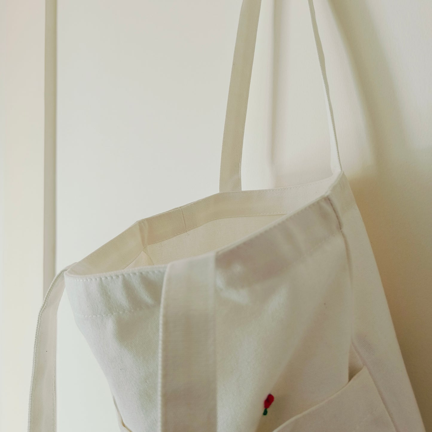 Embroidered Open Canvas Tote Bag