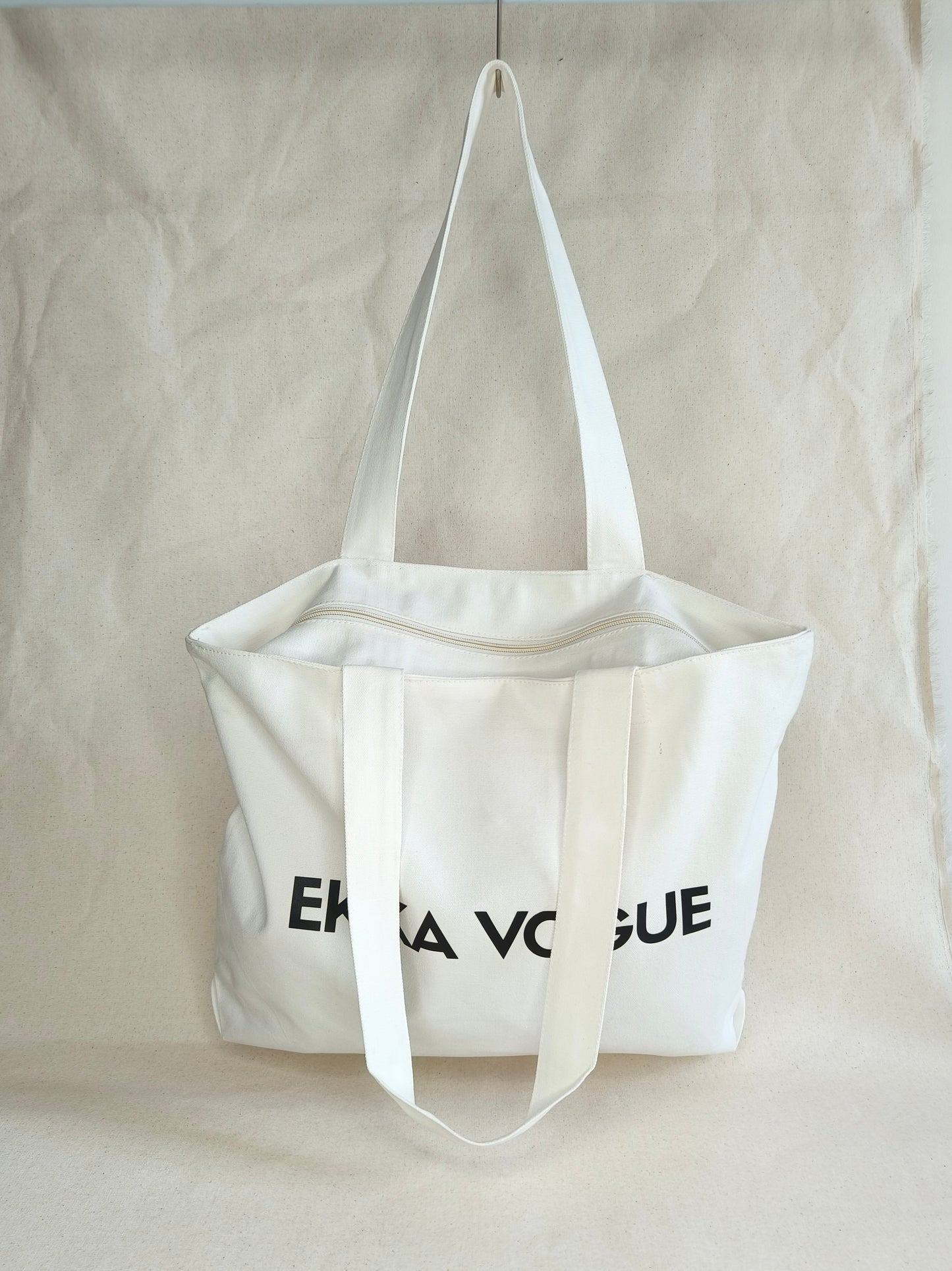 Beige Canvas Tote Bag