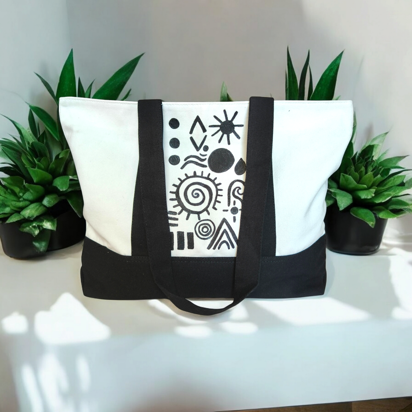 Black & White Boat Tote Bag