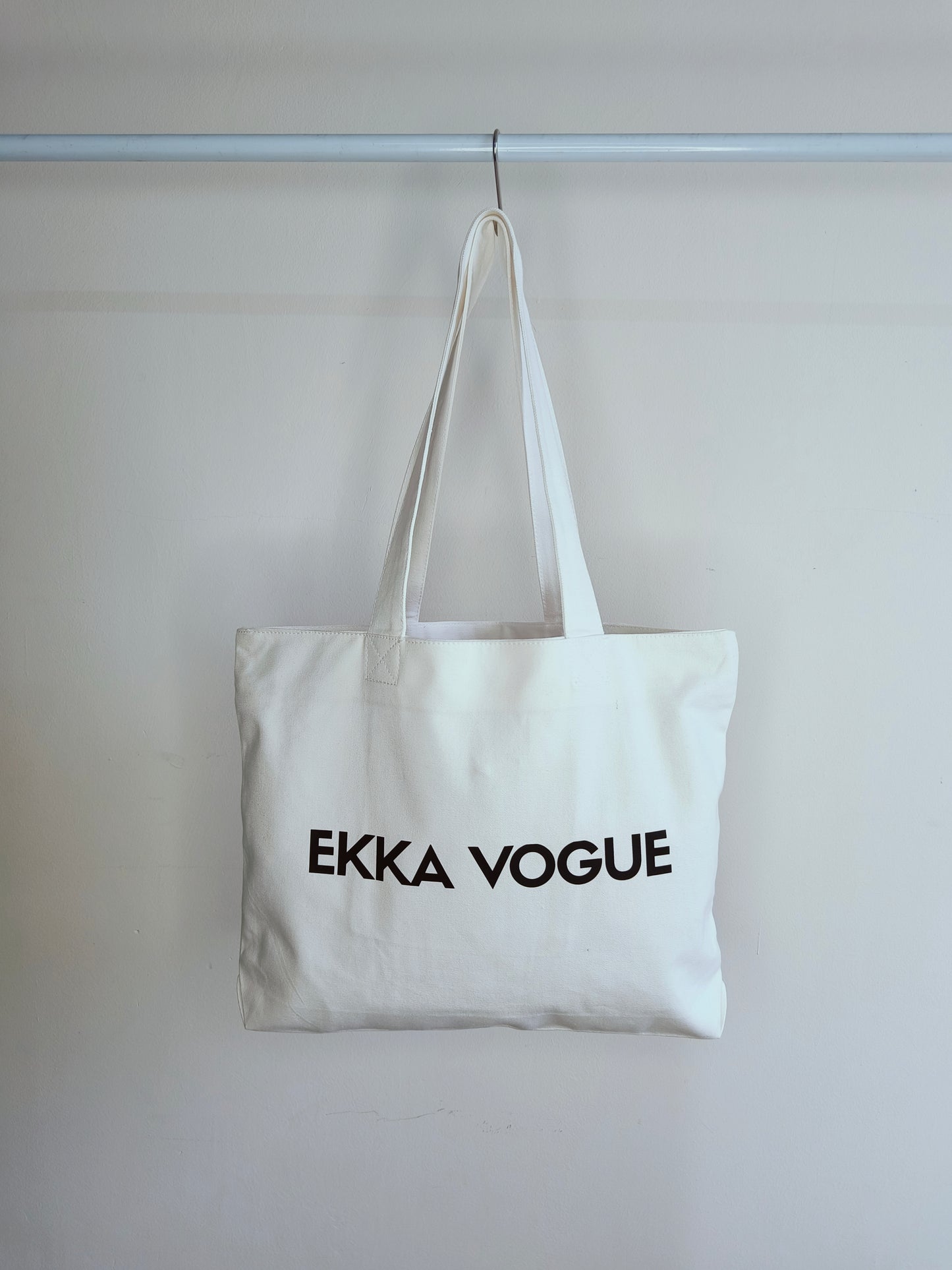 Beige Canvas Tote Bag