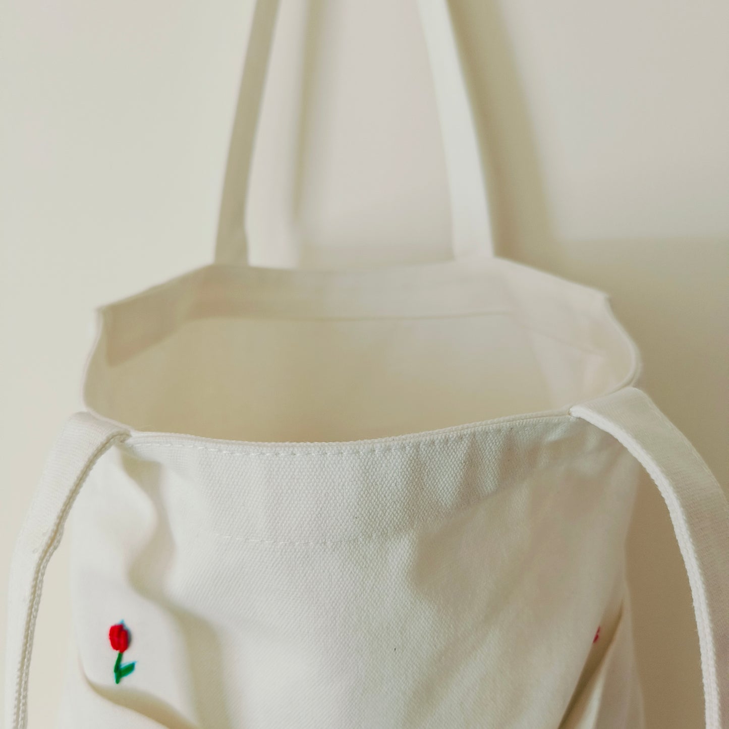 Embroidered Open Canvas Tote Bag