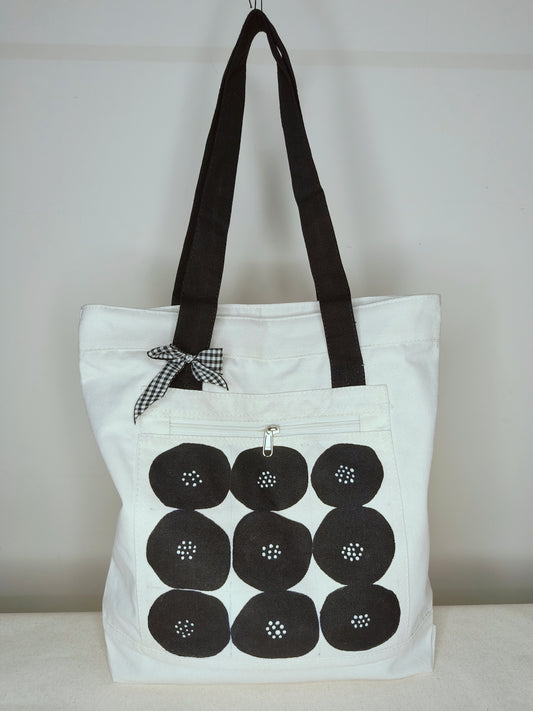 Minimalist Floral Grid Tote Bag |
