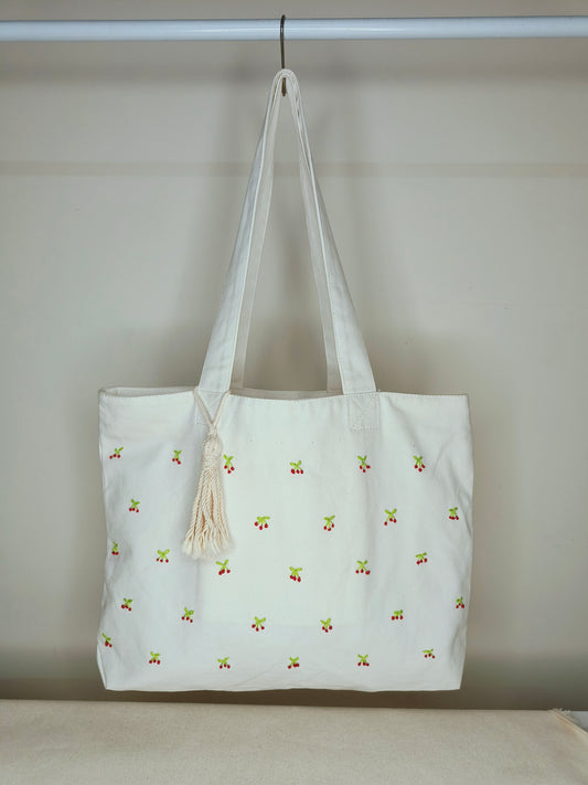 EKKA VOGUE - Cherry Embroidered Tote Bag