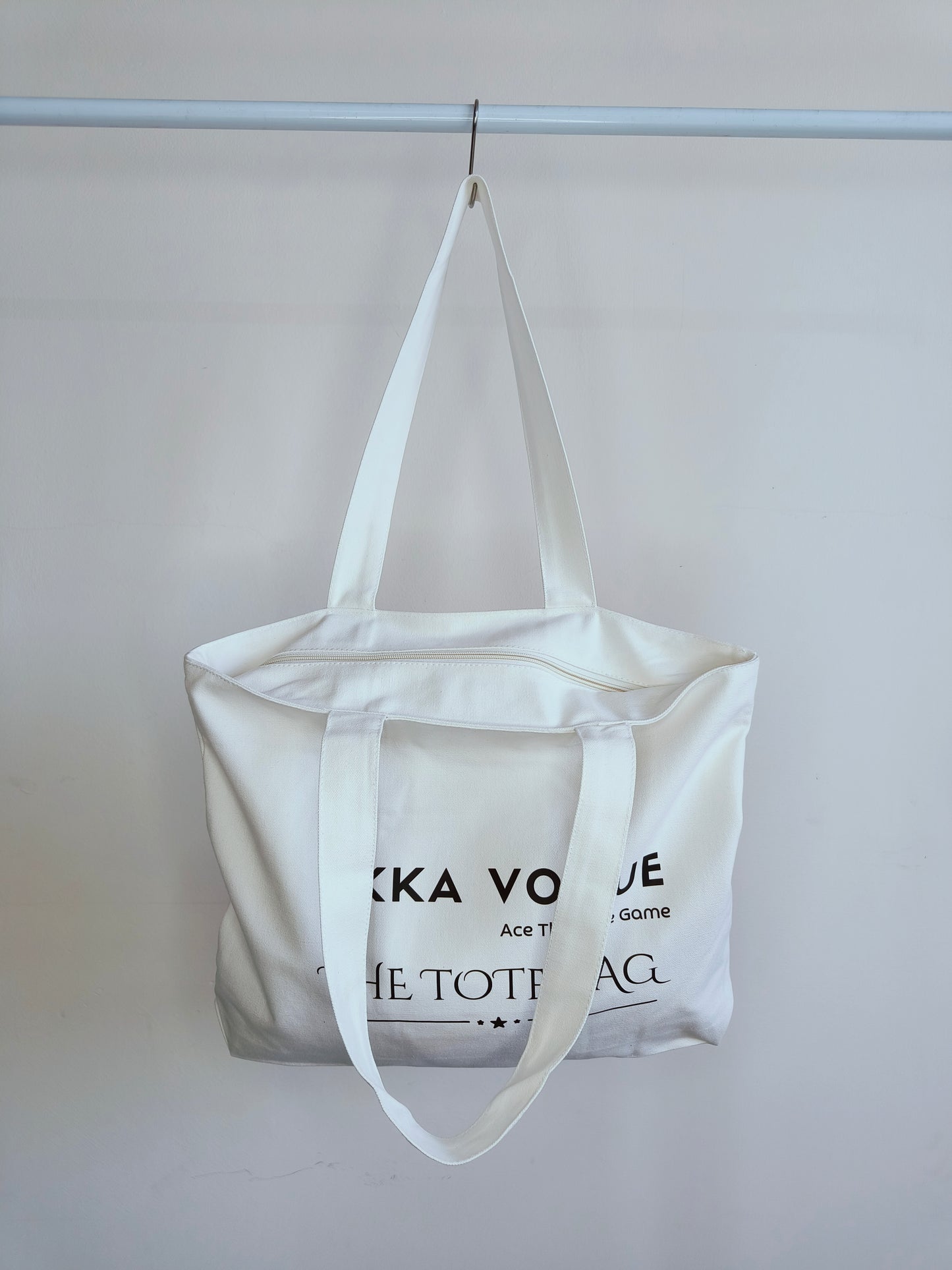 EKKA VOGUE - White Canvas Tote Bag|