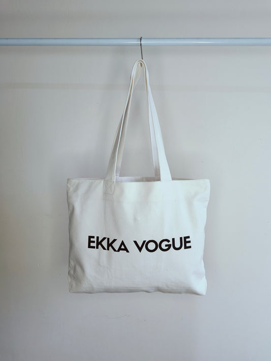 Beige Canvas Tote Bag